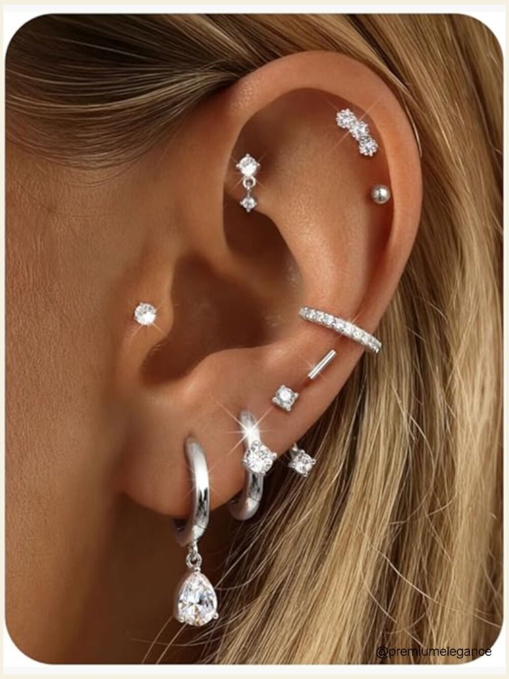 9 Pairs 14K Gold Plated Earring Set Hypoallergenic Surgical Steel Studs Hoops